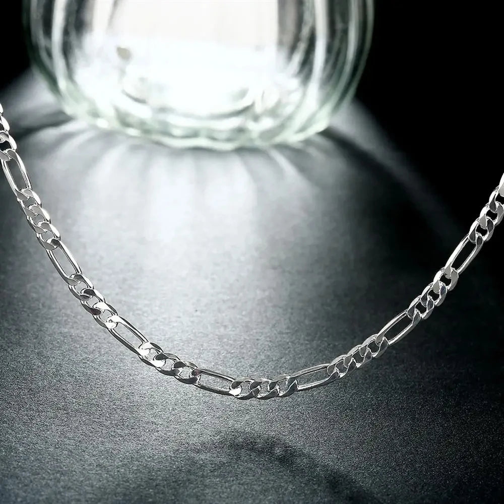 925 Sterling Silver 4MM Chain Necklaces for Womens