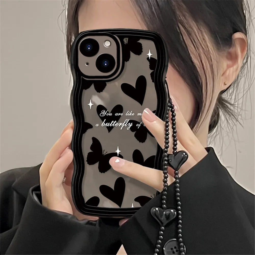 Love Heart Hang Chain Phone Case For iPhone 15 14 13 12 11 Pro Max