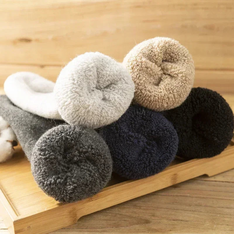 3 Pairs Unisex Wool Socks Couples Solid Winter Snow Chrismas Gift