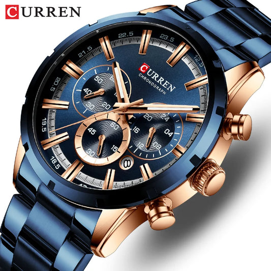 Luxury Sports Quartz Mens Watch Waterproof Chronograph Wristwatch