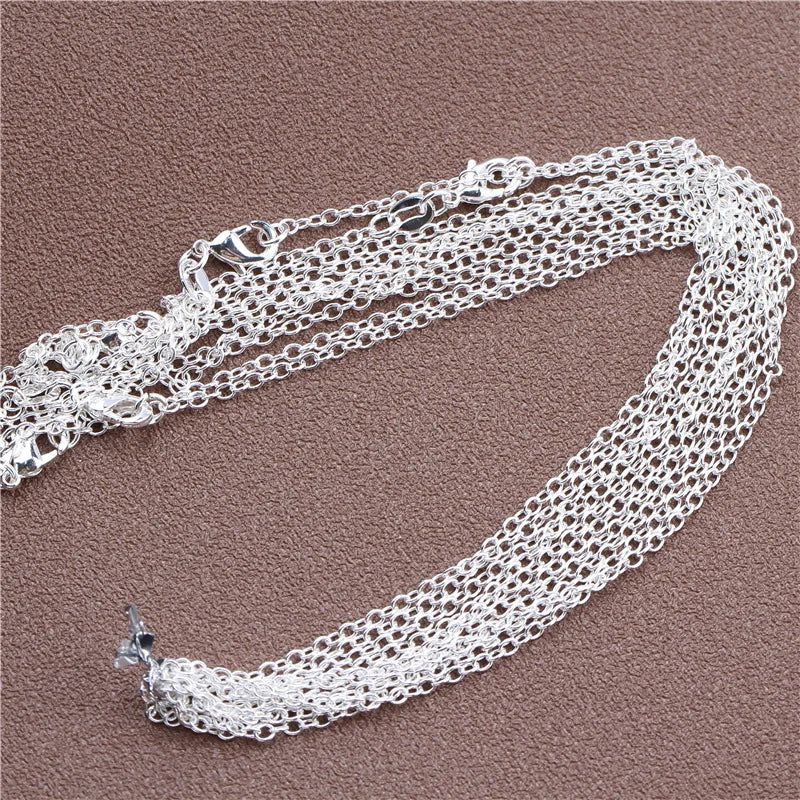 1pcs 925 Sterling Silver Rolo Bead Figaro Chain Necklace for Men Women