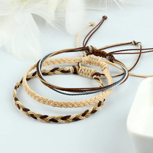 Womens Mens Lucky Charm Adjustable Yoga Braided Rope Bracelets