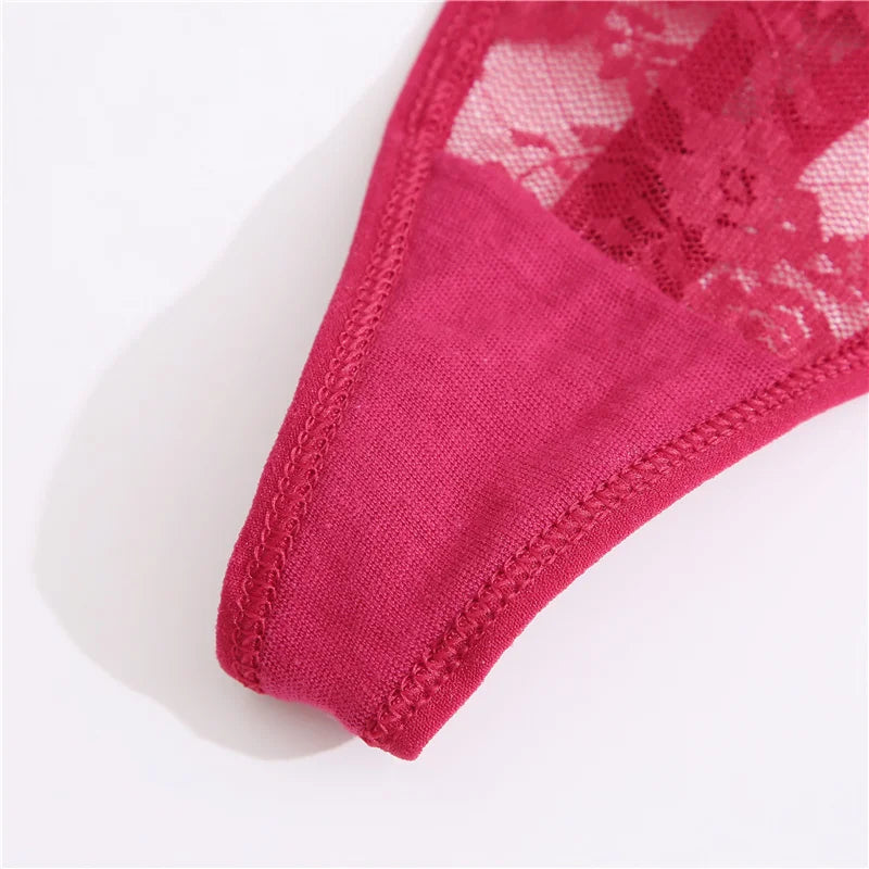 3pcs Lace Womens Panties Floral Sexy Underwear Thongs