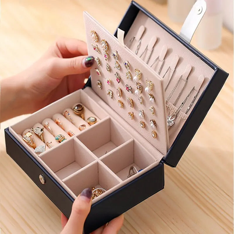 Double Layer Leather Jewelry Box