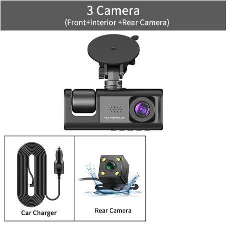 DVR HD 1080P 3-Lens Inside Vehicle Dashcam - On Sale On