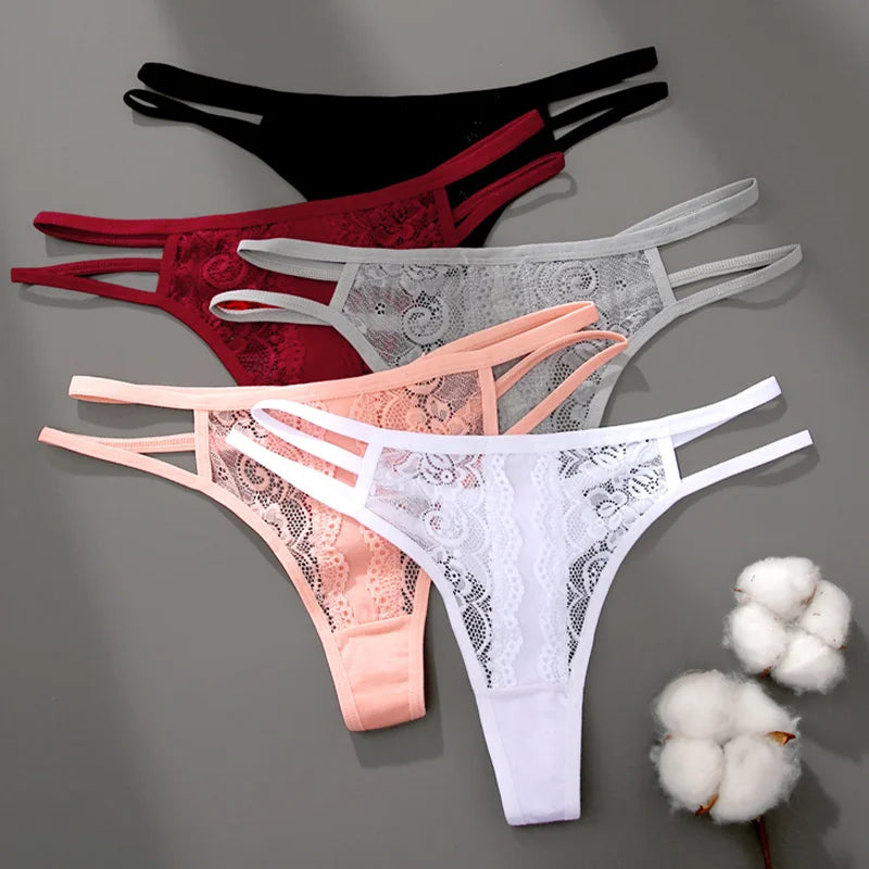 Sexy Lace Thin Waist Panties Hollow Out Thongs G-String Underwear