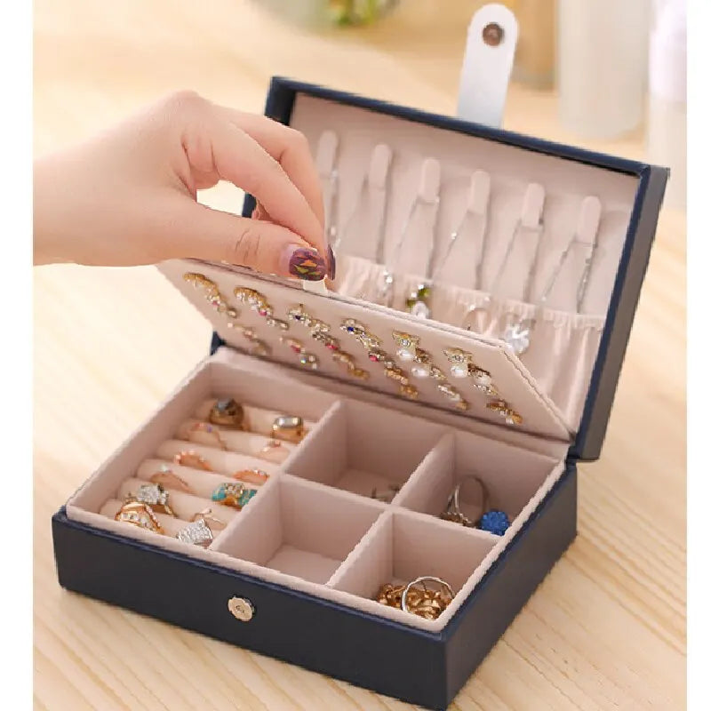 Double Layer Leather Jewelry Box