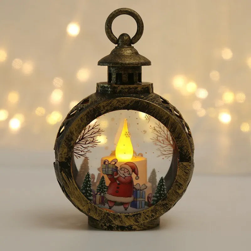 Santa Lantern Wind LED Lights Christmas Tree Pendants