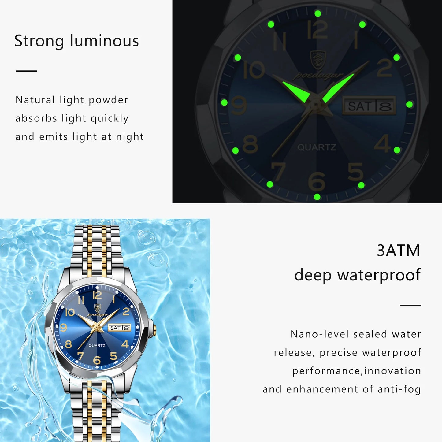 Luxury Ladies Wristwatch Waterproof Luminous Date Womens Quartz Watch