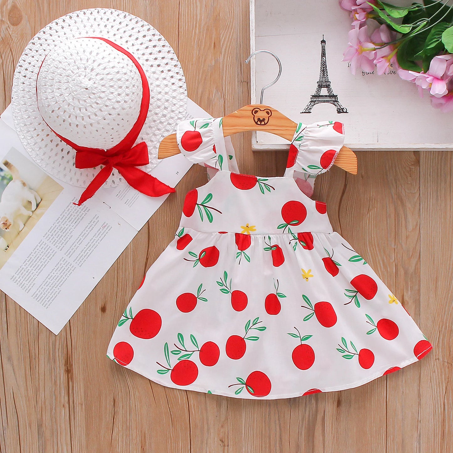 Baby Girl Dress Fruit Print Cotton Summer Comfortable Breathable