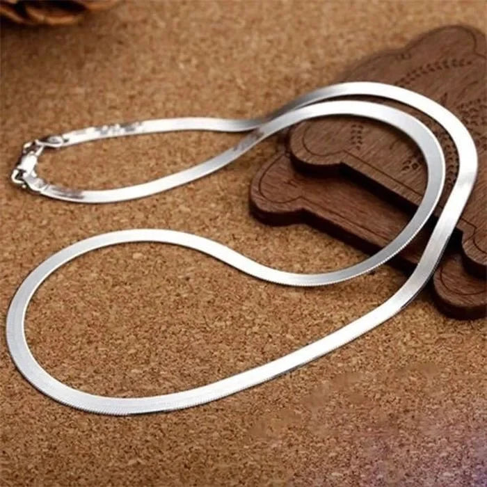 925 Sterling Silver 4MM Blade Chain Necklace for Women Men