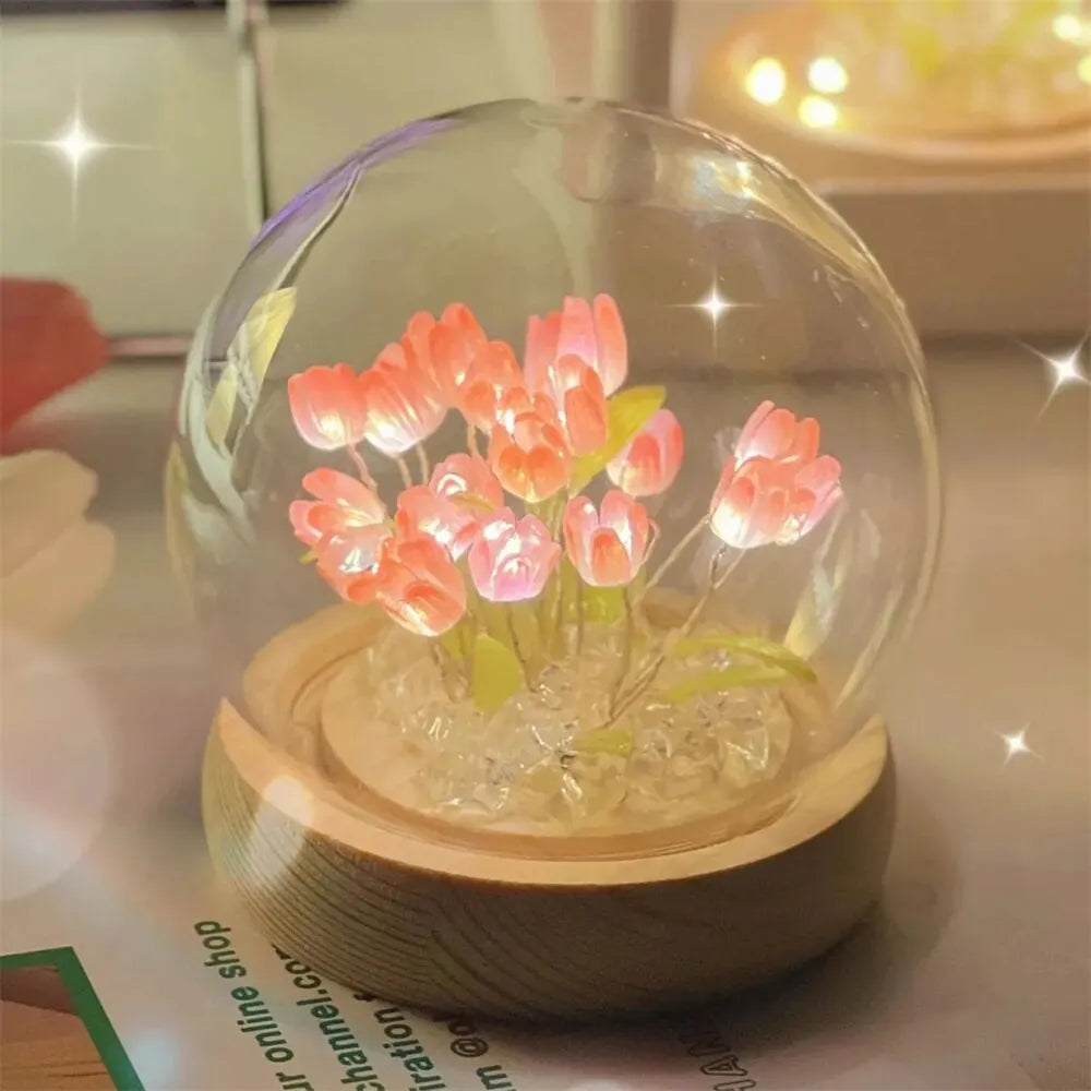 Artificial Tulip Flower Handmade LED Night Light