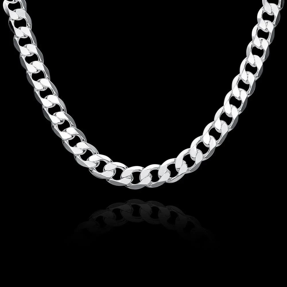 925 Sterling Silver Necklace for Men Classic 12MM Chain