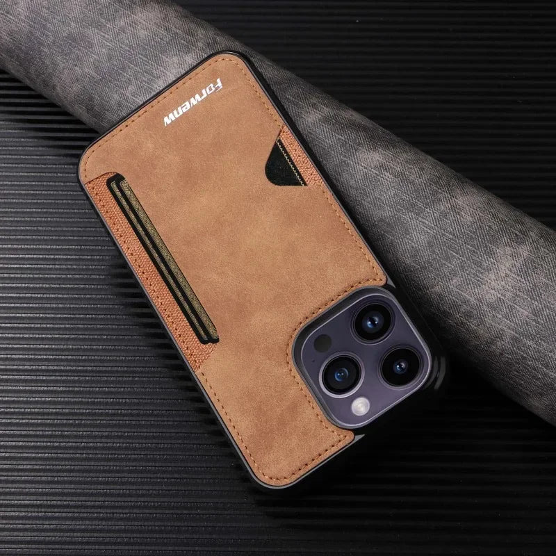 Leather Card Holder Phone Case for iPhone 15 14 13 12 11 Pro Max