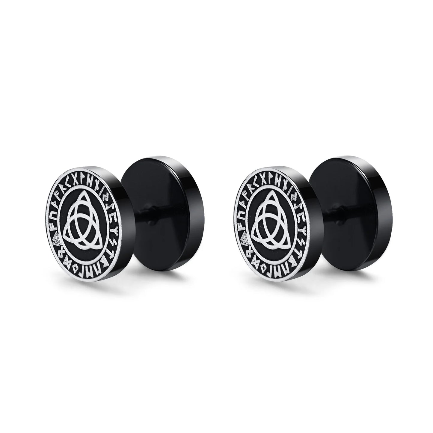 Gothic Norse Viking Runes Stud Earrings for Men Rock Punk Stainless Steel