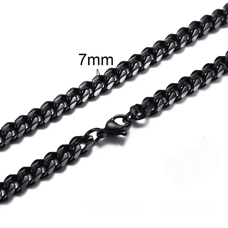 Cuban Link 3 to 7 mm Stainless Steel Necklace for Men Choker Jewelry