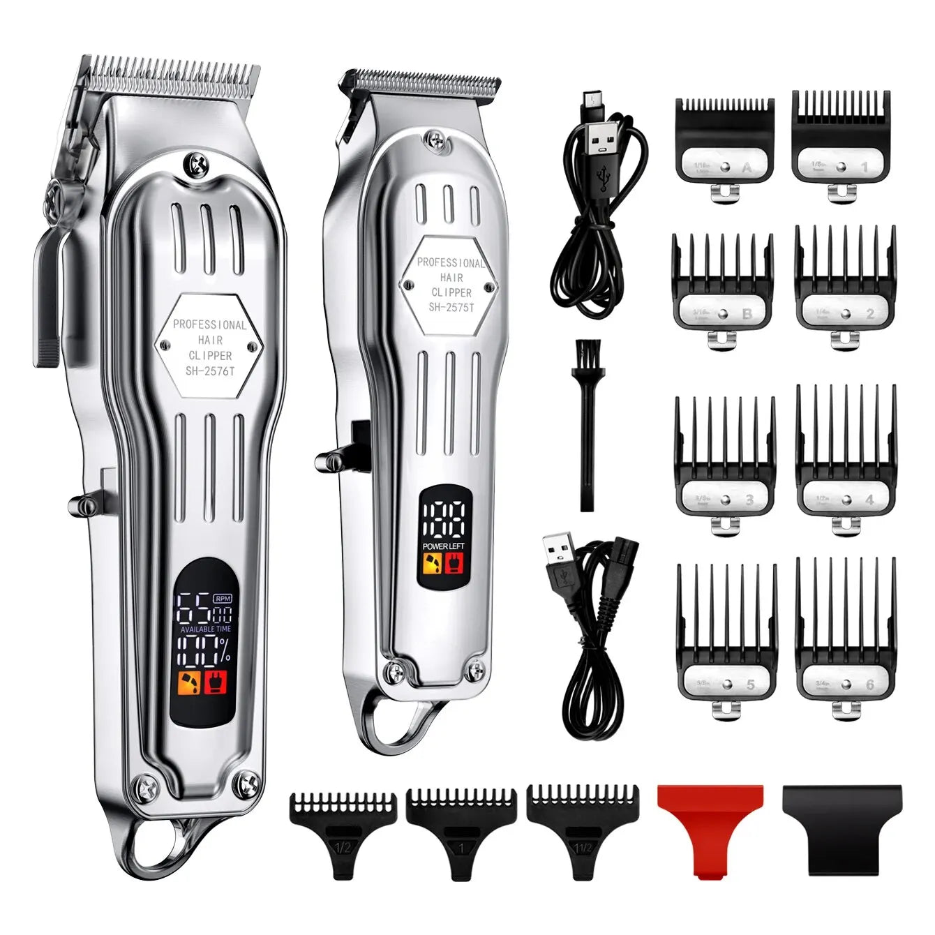 2 in 1 Full Metal Combo Kit Mens Barber Hair Clipper