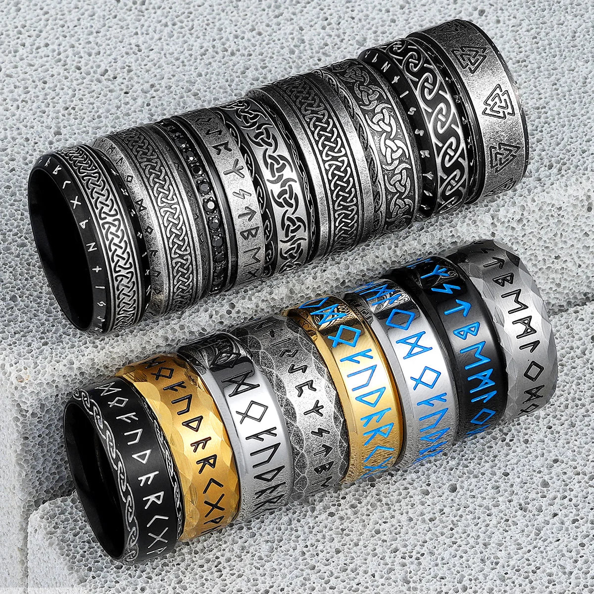 Vintage Nordic Viking Runes Celtic Knot Stainless Steel Unisex Ring