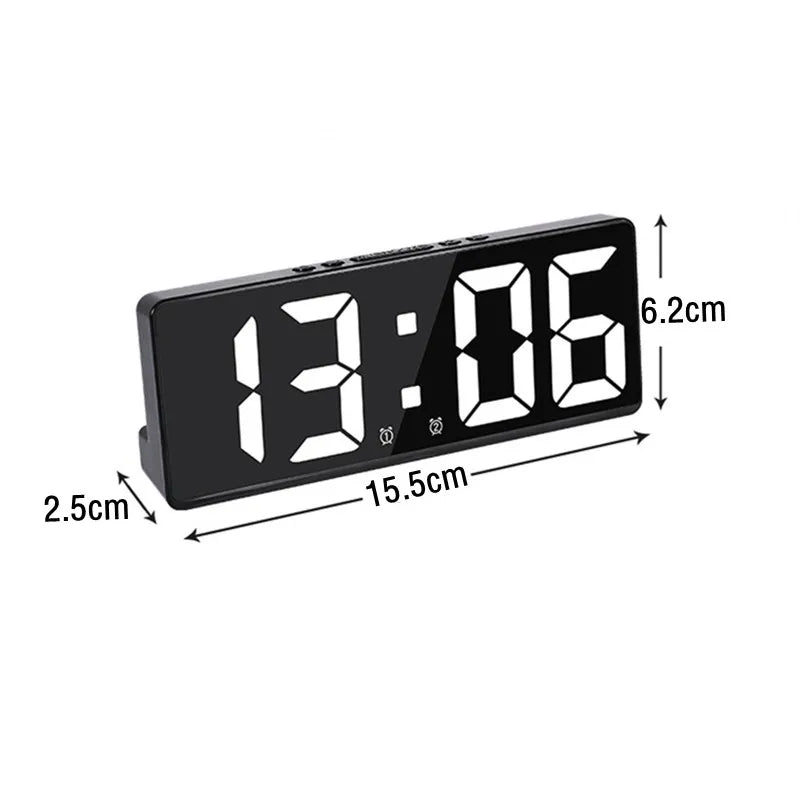 Digital Alarm Clock Voice Control Teperature Snooze Night Mode Table Clock